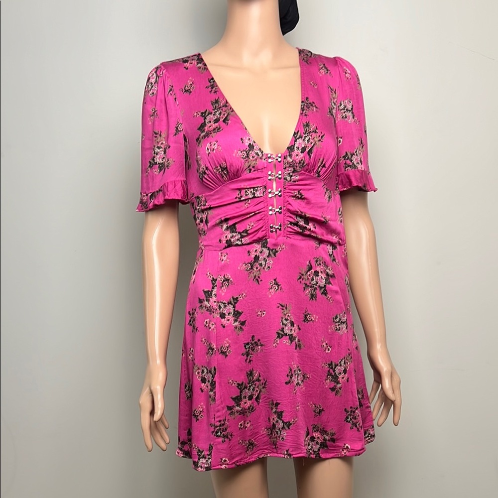 Urban Outfitters Pink Ruched Midi Sundress